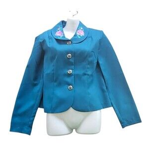 BFA Classics Open Blazer Turquoise Fully Lined 100% Polyester Women's Sz 8. NWT.